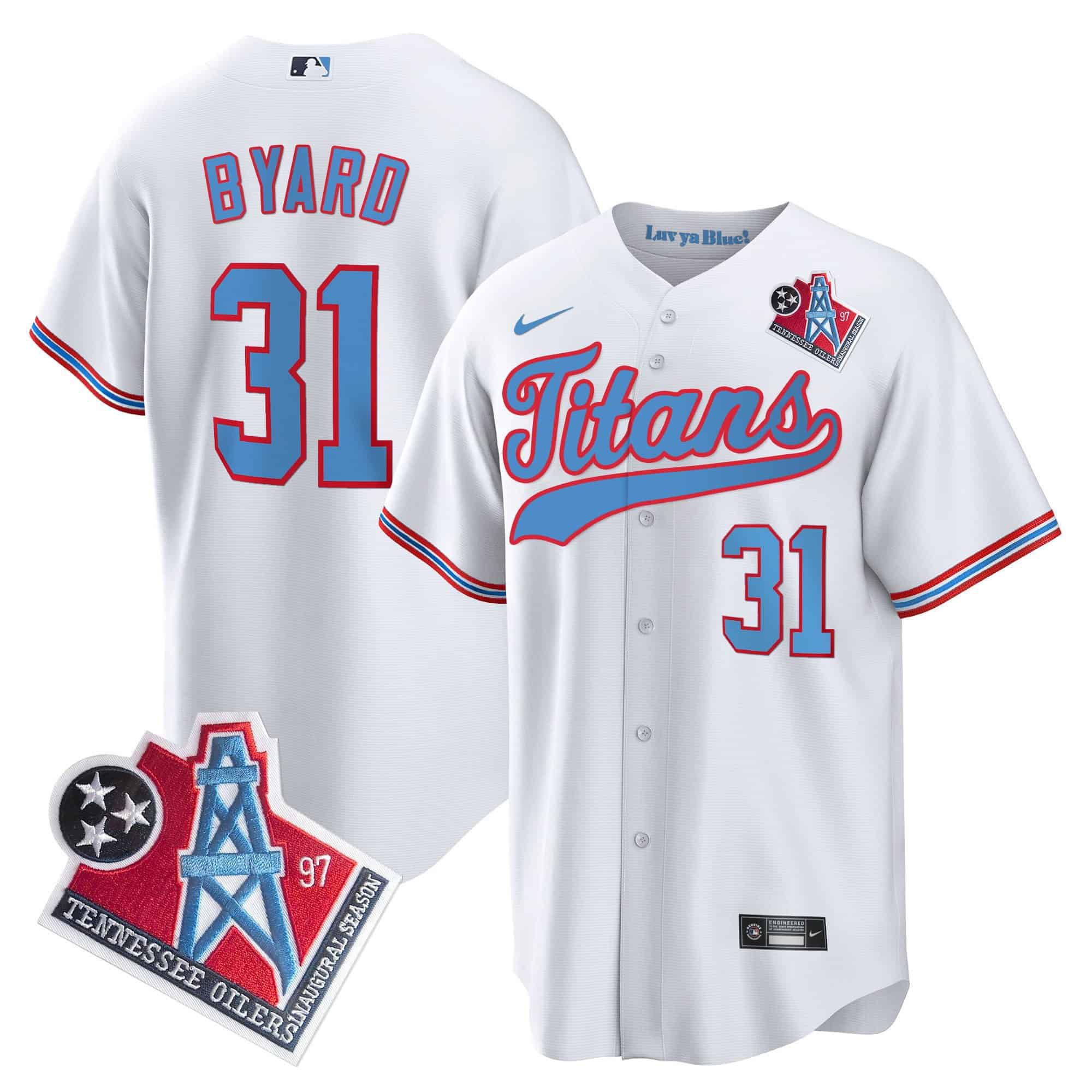 Men Tennessee Titans #31 Byard White Nike 1997 Throwback Limited Cool Base NFL Jersey